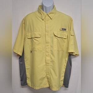 Bimini Bay outfitters XL Very Yellow Shirt Button Down Short Sleeve Pockets